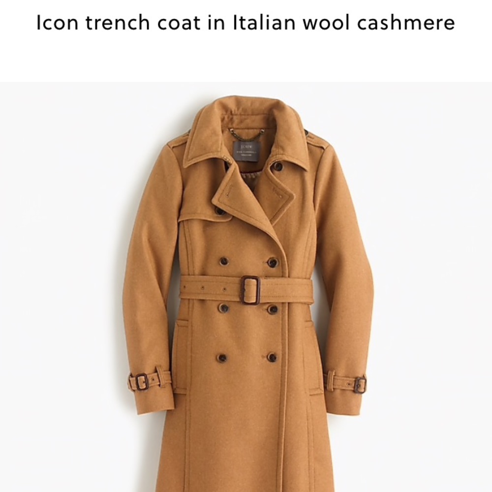 ISO jcrew icon trench wool-cash Heather acorn sz 6